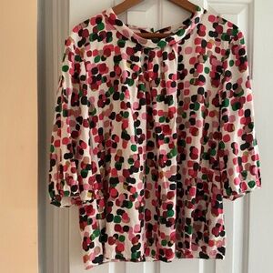 Boden Polka Dots Silk Blend Top US16 multi-color